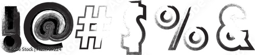 Grungy punctuation marks and symbols in black and white