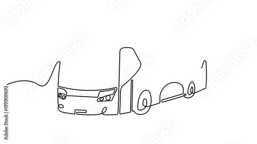 Continuous one line drawing animation of tourist bus. Simple travel bus. Continuous one line drawing of a beautiful school bus. Continuous one line drawing of a modern city bus. 4k animation video