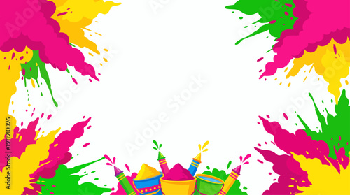 Holi Festival Colorful Powder Explosion Vector Background