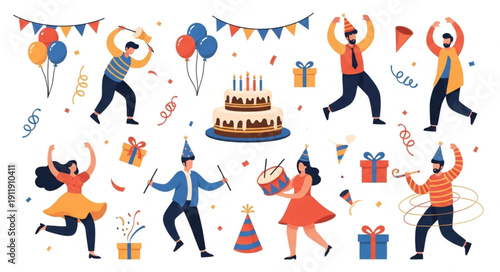 People Celebrating Birthday Party Together.