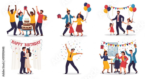 People Celebrating Birthday Party Together.