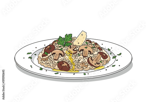 Delicious Mushroom Risotto With Parsley and Cheese, A Creamy and Flavorful Italian Dish