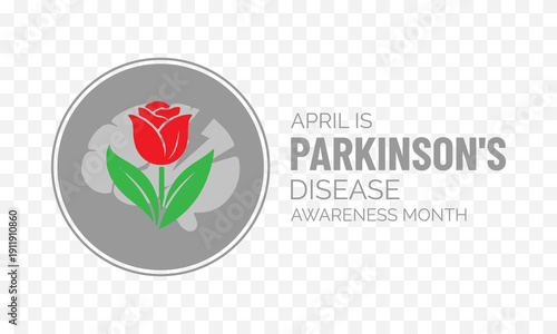 Vector illustration concept for April Parkinson s Disease Awareness Month, designed as a clean poster and banner template. Clean vector combining awareness ribbon and tulip.