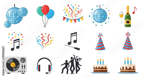 Party Icons and Celebration Symbols.