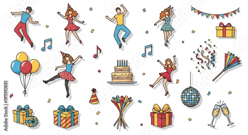 Party Celebrations with Dancing People Gifts.