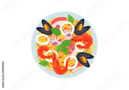 Delicious seafood pasta with shrimp, mussels, and calamari, a vibrant and flavorful Italian dish perfect for any occasion