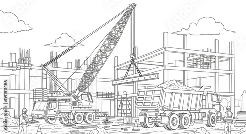 Pencil Sketch of Industrial Buildings.