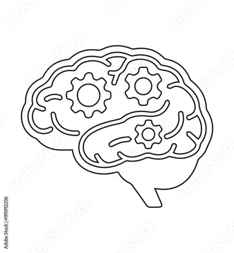 Human Brain with Gears Icon for Artificial Intelligence Concept icon