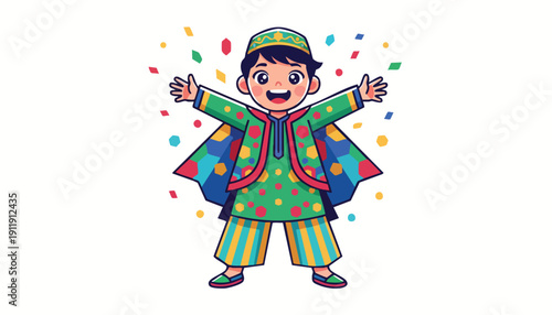 Celebrating Cultural Achievement: Joyful Diverse Youth Illustration for Global Marketing and Community Engagement Initiatives.