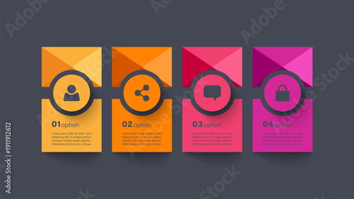 Modern infographic template with icons. Four step process vector infographics layout template
