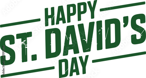 A festive green graphic celebrating St. David's Day on a white background