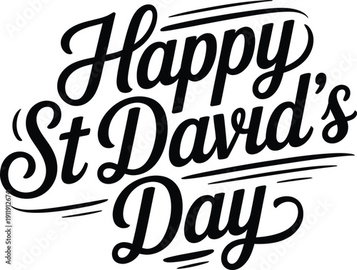 A festive Happy St David's Day message in elegant black script