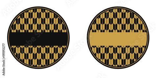 和柄フレーム 矢絣 丸型 黒金 豪華 高級ラベル 2種類セット