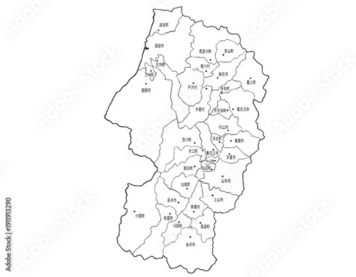 山形県　地名別イラスト　文字・斑点あり　イラスト