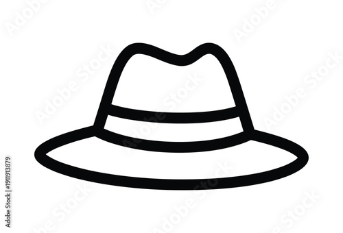  black and white illustration of a fedora hat
