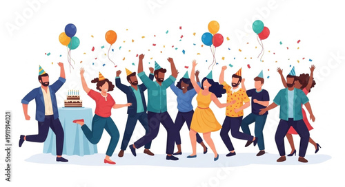 People Celebrating Party with Balloons.