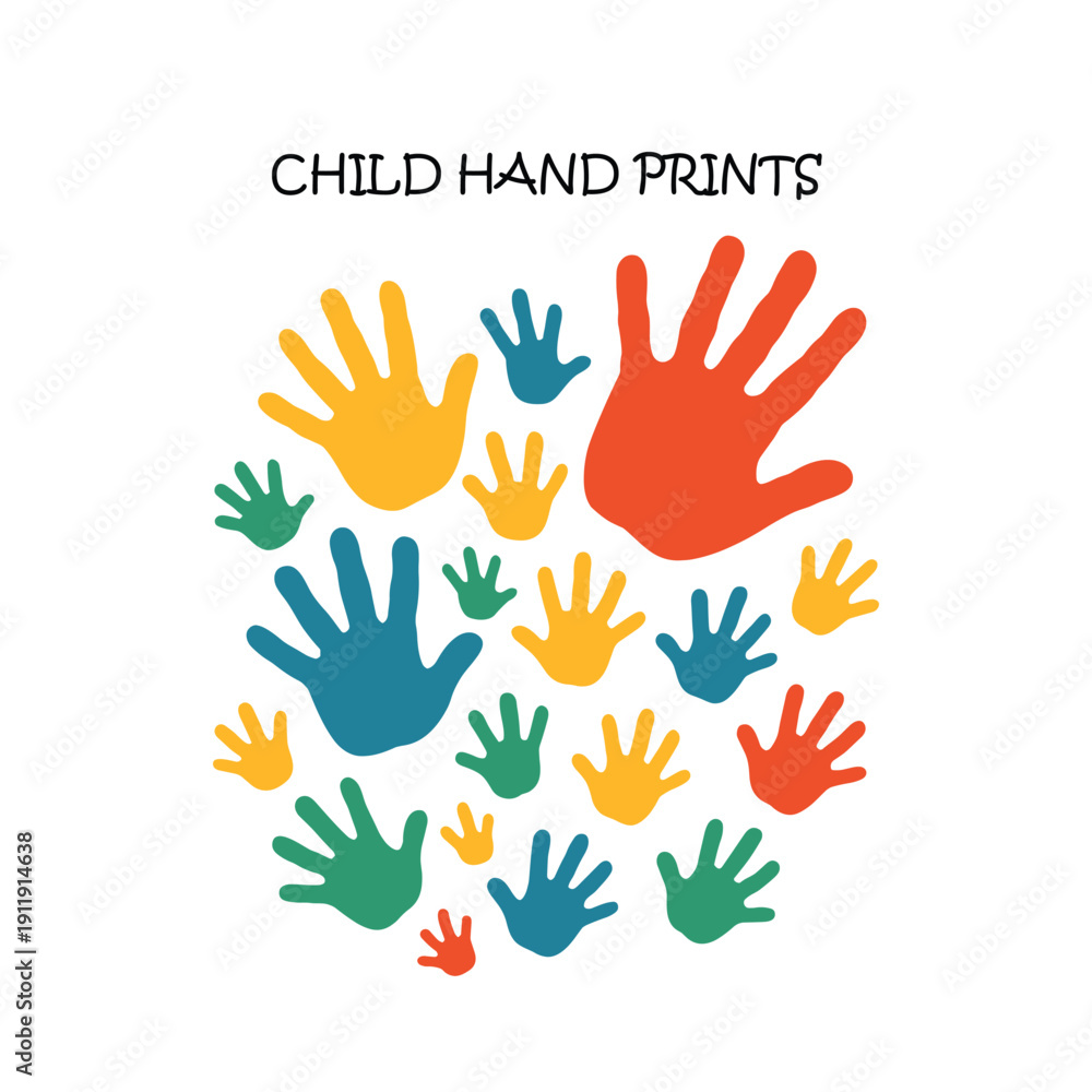 Fototapeta premium Child Hand Prints Vector Design