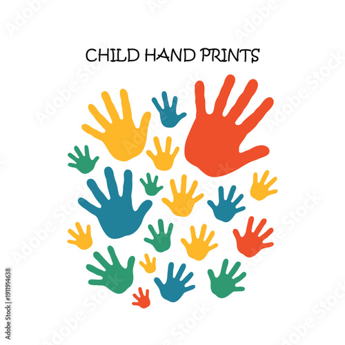 Child Hand Prints Vector Design