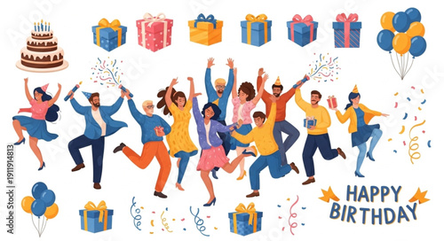 People Celebrating Birthday with Gifts.