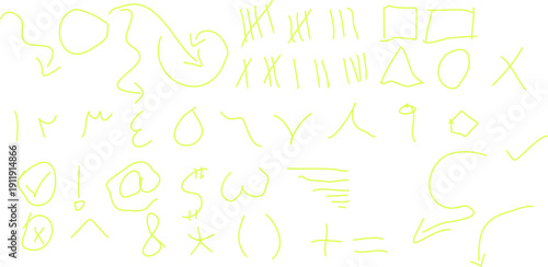 Random Red-Orange Hand Drawn Doodle Vector Squiggles and Symbols for Creative Design and Informal Annotations