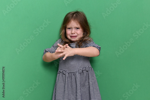 Canvas Print spoiled little girl of 3 years old gets angry and cries