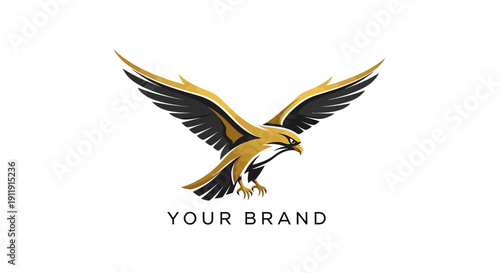Golden Eagle Logo Illustration in Flight.