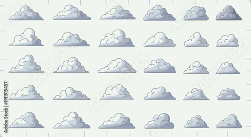 Collection of Various Cloud Formations Isolated.