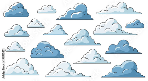 Collection of Various Cartoon Clouds Shapes.