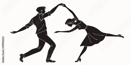 Two dancers performing a graceful and elegant routine on stage Vector