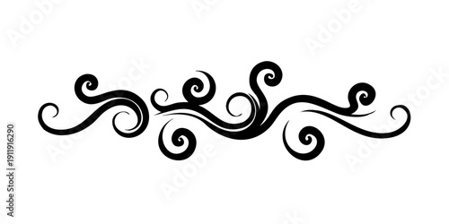 Intricate black and white swirl design with symmetrical patterns and flowing lines Vector