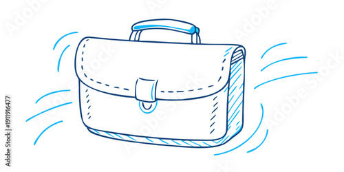 A stylish leather briefcase floating in a blue water stream Vector