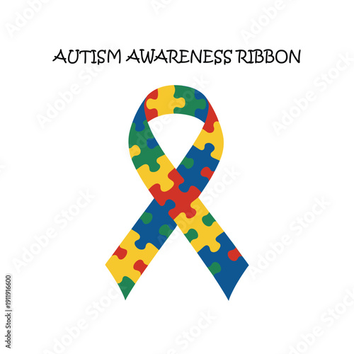 Autism Awareness Ribbon Vector Design