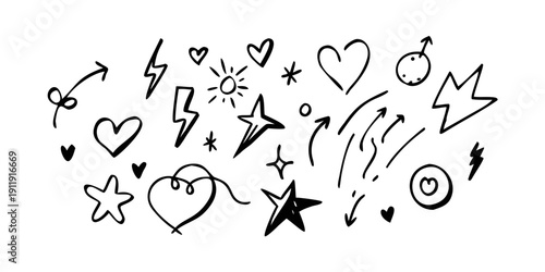 A delightful collection of various symbols and icons in a playful arrangement Vector