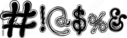 hand drawn symbols on white background