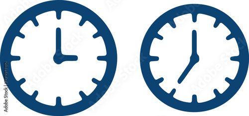 Blue clock icons: Vector time and schedule symbols set
