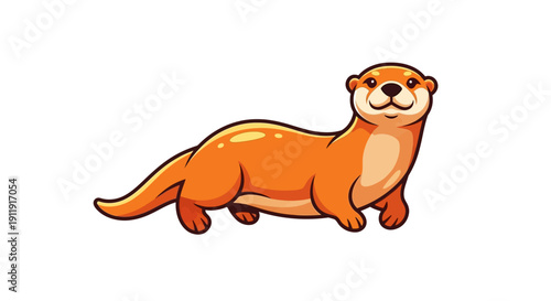 Cartoon Otter Illustration with Orange Fur.