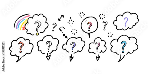 Illustration of diverse thought bubbles representing various concepts and ideas Vector