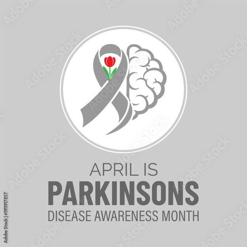 Vector illustration concept for April Parkinson s Disease Awareness Month, designed as a clean poster and banner template. Clean vector combining awareness ribbon and tulip.