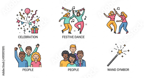 People Celebrating Party with Confetti.