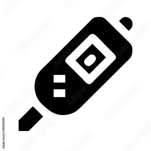 Digital Glucometer Black Glyph Icon for Blood Sugar Monitoring, Diabetes Management, Patient Self-Monitoring, and Health Technology Resources