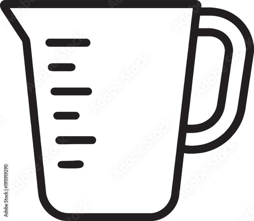 Measuring cup icon with handle and markings on side