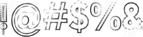 Dotted punctuation marks and symbols in black and white