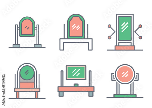 Collection of Minimalist Mirror Icons Featuring Unique Styles and Artistic Flair