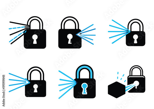Digital Security Concepts Illustrated with Locks, Keys and Data Streams