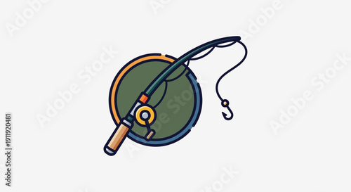 Fishing Rod and Reel Illustration.