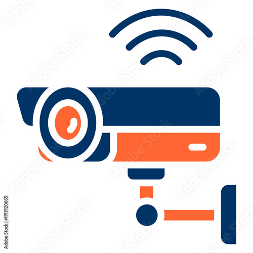 A modern security camera with Wi-Fi connectivity is shown indoors.