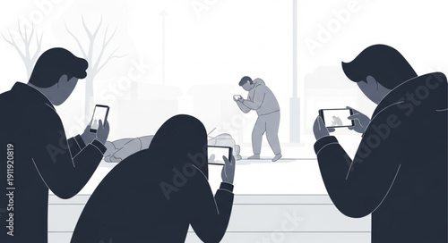 People Taking Photos with Mobile Phones.