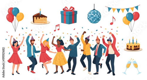 People Dancing at Birthday Party.