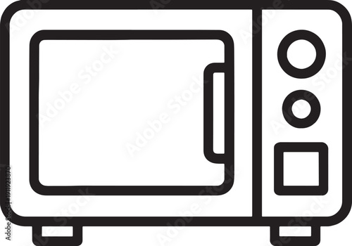 Simple line drawing of a microwave oven on white