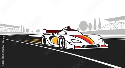 Racing Car on Track Illustration.